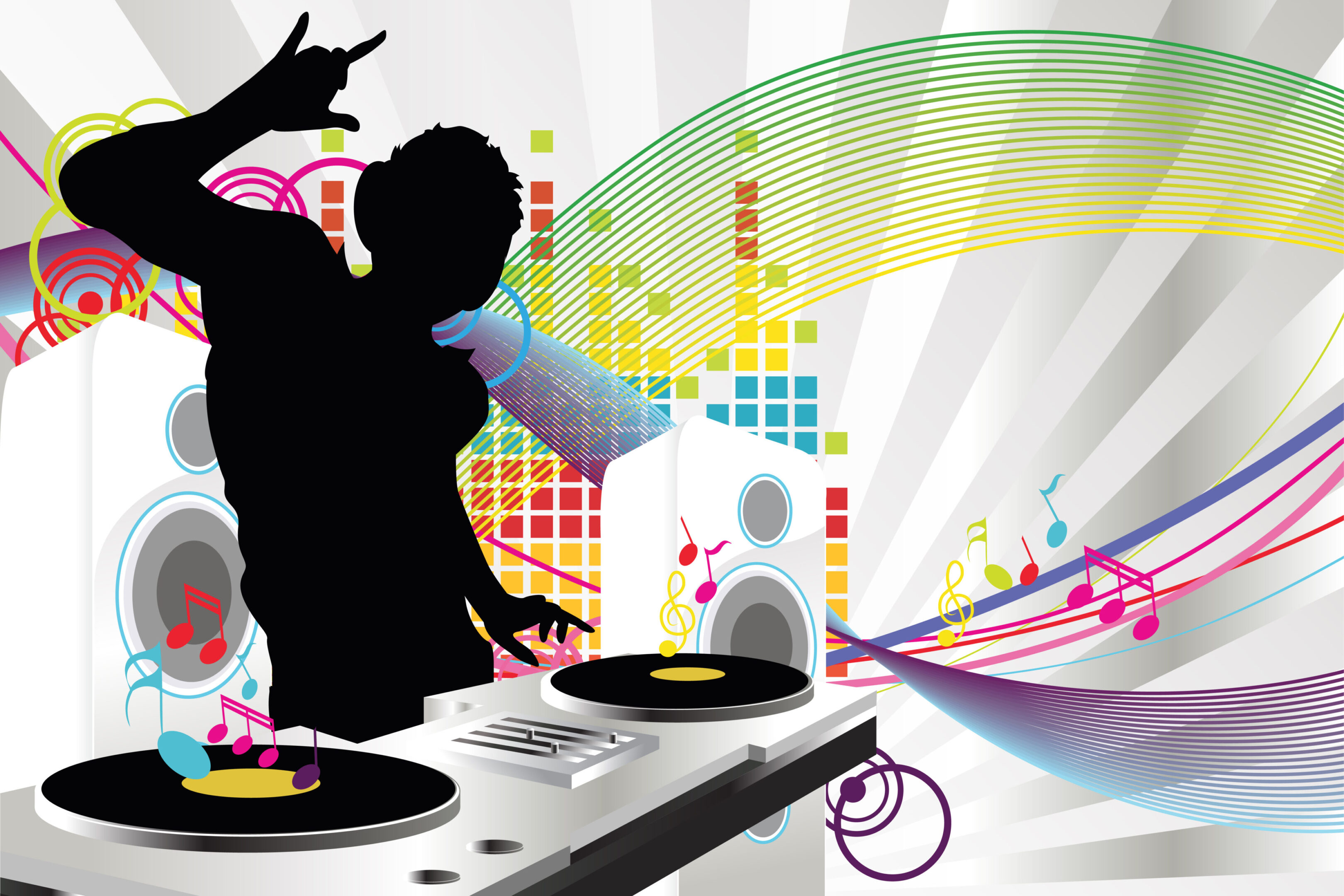 A,Vector,Illustration,Of,A,Music,Dj,Playing,Music